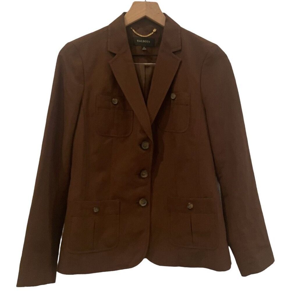 Talbots Chocolate Brown Linen Blazer Size 4